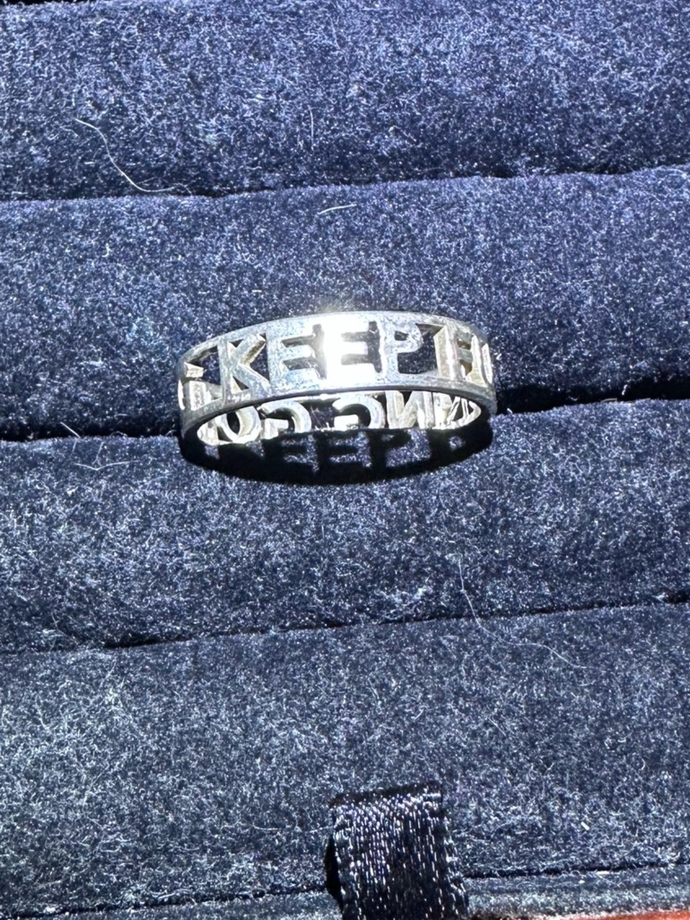 Sterling Silver Inspirational Cutout Ring - 'KEEP *UCKING GOING' Design